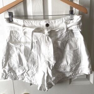 DL1961 DL Vintage Camile White High Rise Belted Paper Bag Shorts SZ 28